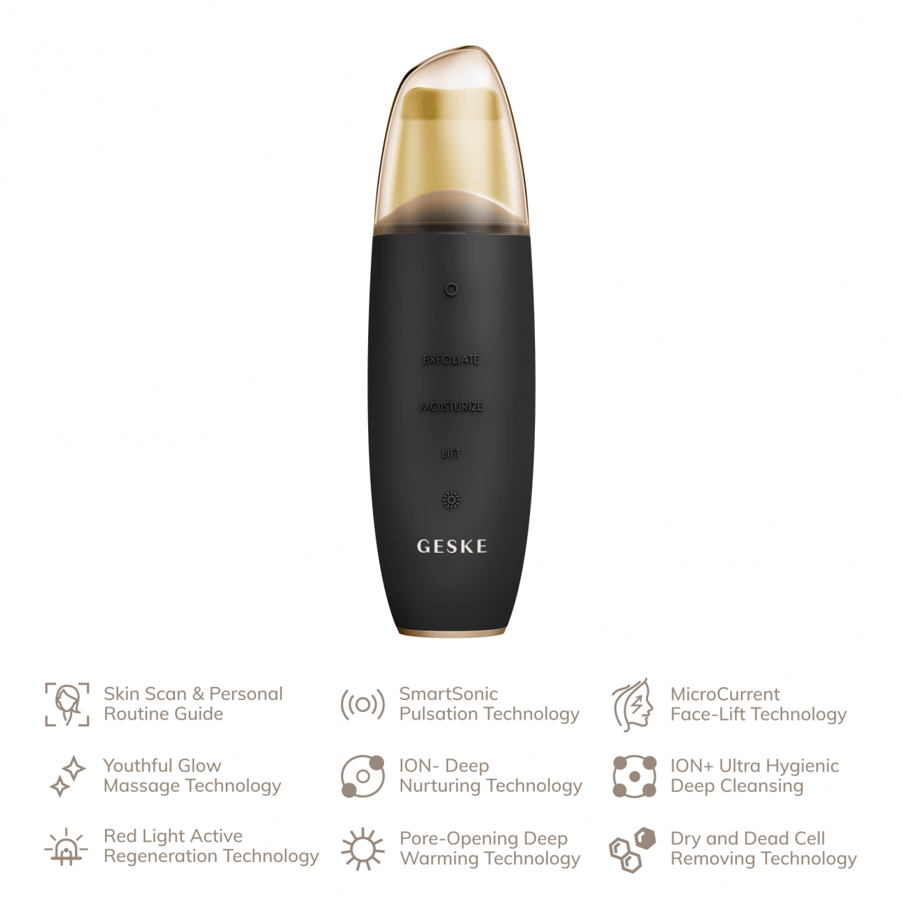 Geske MicroCurrent Skin Scrubber & Blackhead Remover | 9 in 1 Gray - Reflexions Salon