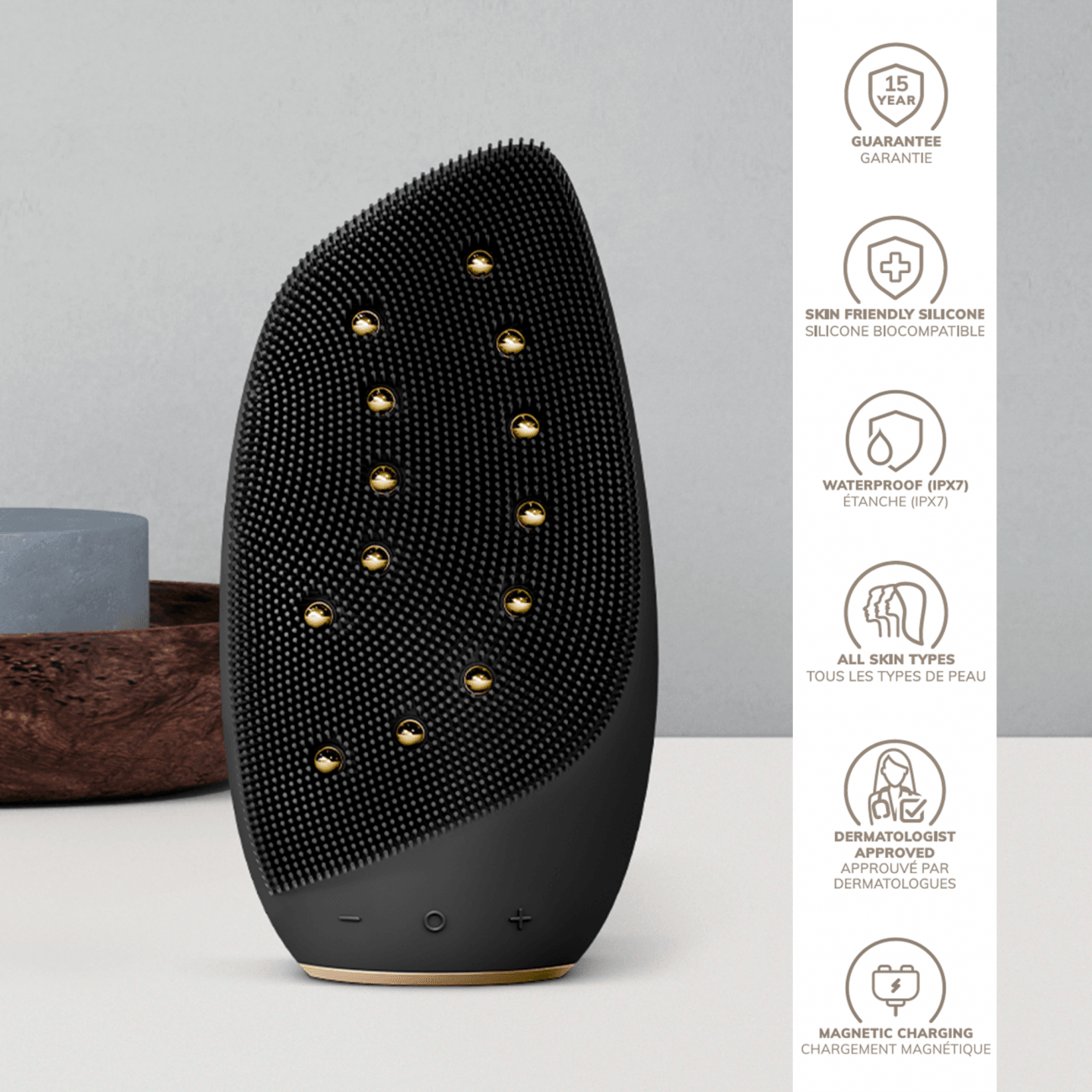 Geske Sonic Thermo Facial Brush & Face-Lifter | 8 In 1 Gray - Reflexions Salon