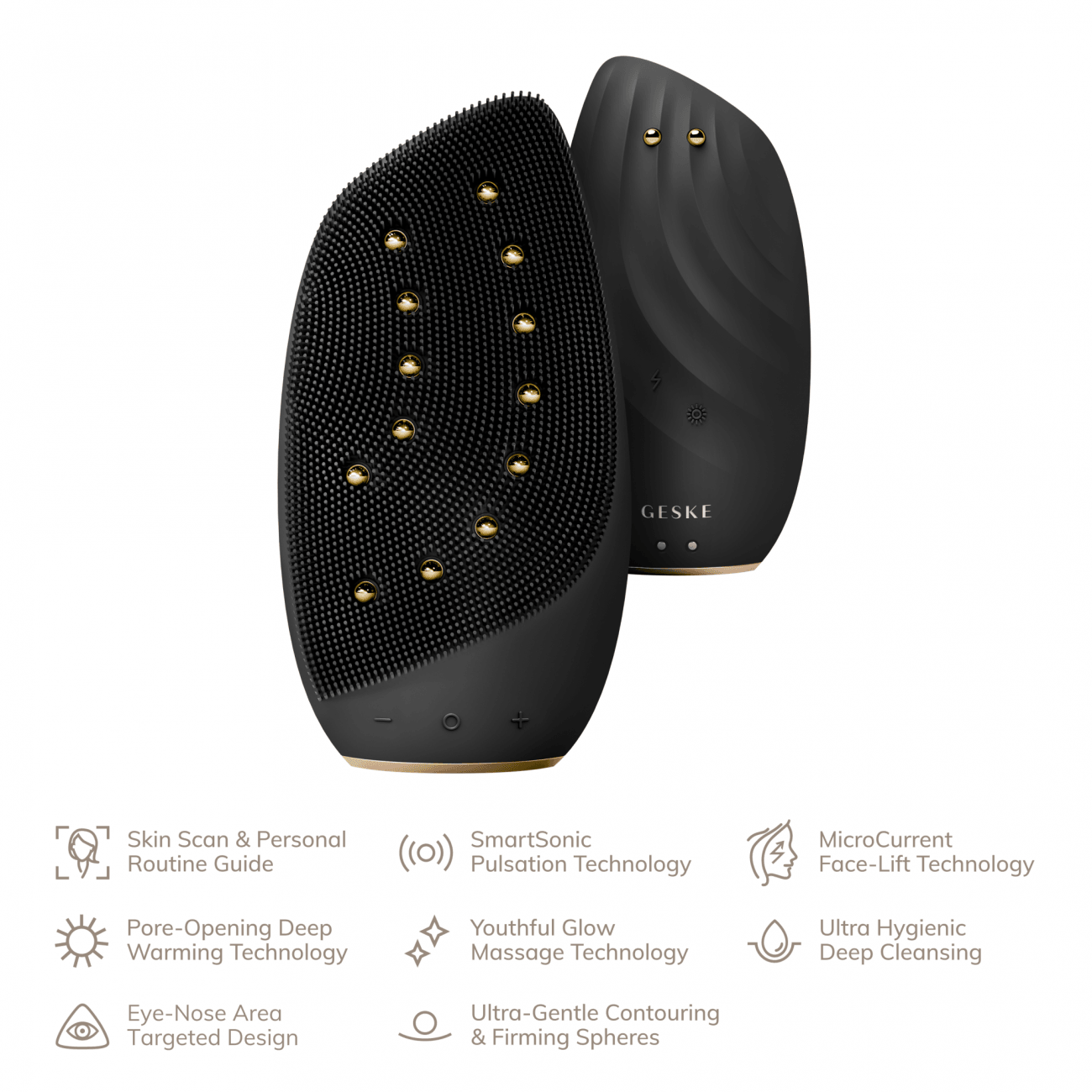 Geske Sonic Thermo Facial Brush & Face-Lifter | 8 In 1 Gray - Reflexions Salon