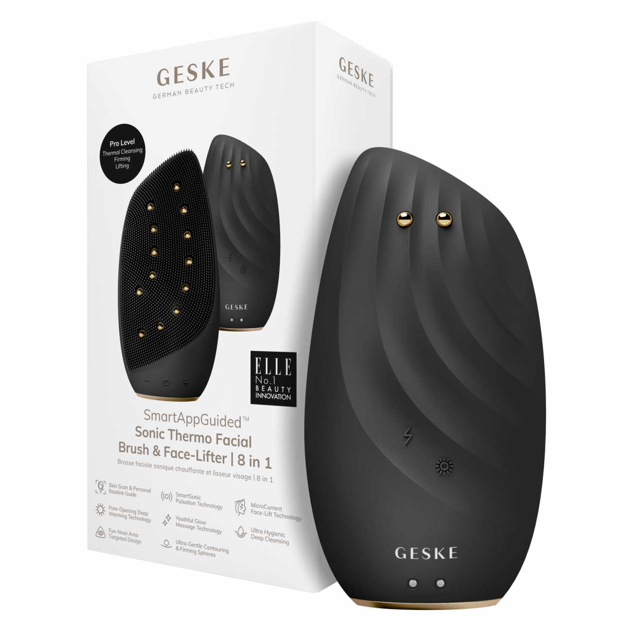 Geske Sonic Thermo Facial Brush & Face-Lifter | 8 In 1 Gray - Reflexions Salon