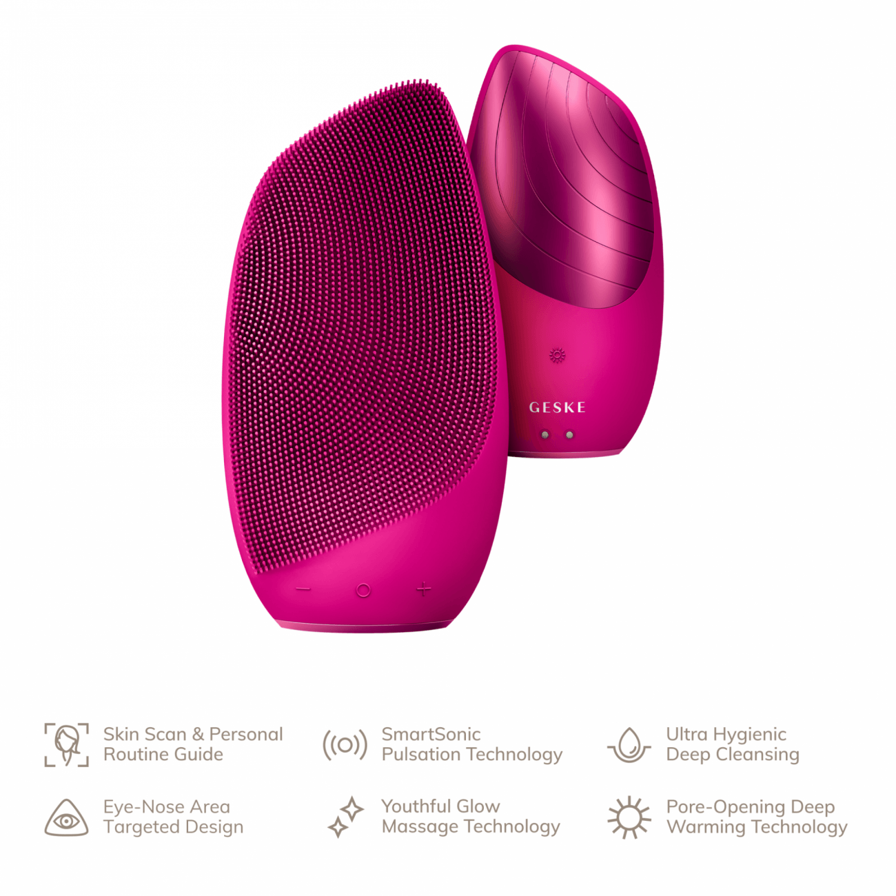 Geske Sonic Thermo Facial Brush | 6 in 1 Magenta - Reflexions Salon