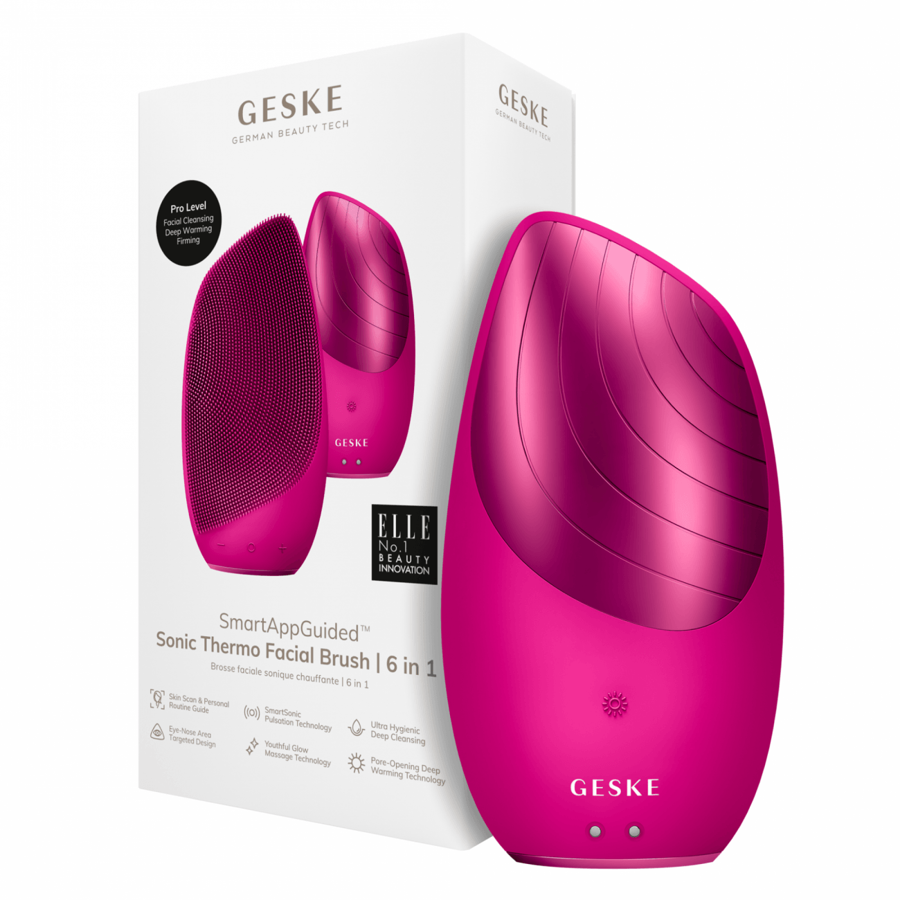 Geske Sonic Thermo Facial Brush | 6 in 1 Magenta - Reflexions Salon